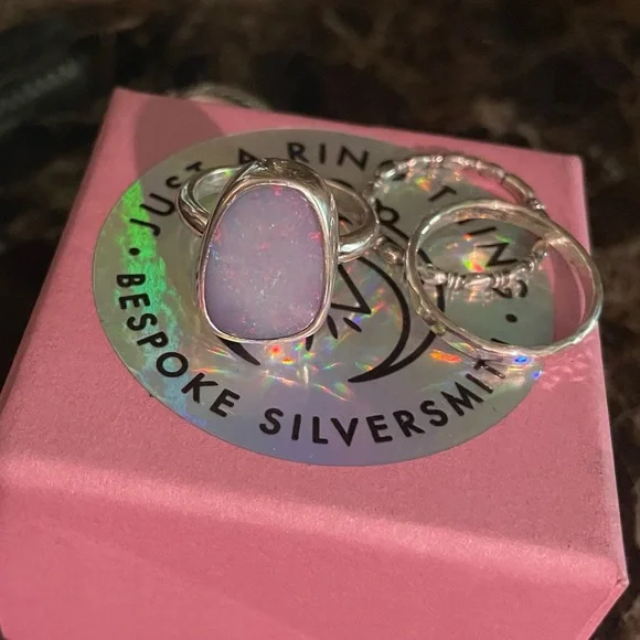 Australian Opal Sterling Silver Ring with Stacking Rings new - Picture 9 of 9
